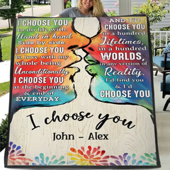 I Choose You To Do Life With - Couple Personalized LGBTQ Custom Vertical Canvas Wall Art & Blanket