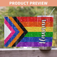 Custom Name Pride, Personalized Rainbow Tumbler, Pride Month Gift