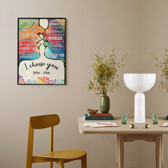 I Choose You To Do Life With - Couple Personalized LGBTQ Custom Vertical Canvas Wall Art & Blanket