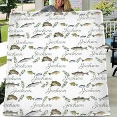 Free shipping✈️Fishing Baby Boy Blanket - Name Customized Fishing Blanket