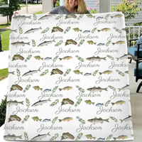 Fishing Baby Boy Blanket - Name Customized Fishing Blanket - Joliny