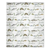 Fishing Baby Boy Blanket - Name Customized Fishing Blanket - Joliny