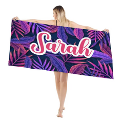 Tropical Personalized Beach Towel With Name