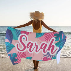 Tropical Personalized Beach Towel With Name