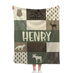 Free shipping✈️Customized Boy Names Nature Themed Baby Blanket, Great Birthday Gift