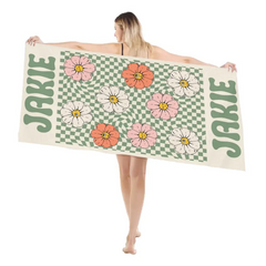 Personalized Vintage Beach Towel Name Custom Bath Towel