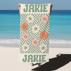 Personalized Vintage Beach Towel Name Custom Bath Towel