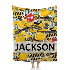 Free shipping✈️Personalized Construction Truck Blanket with Name