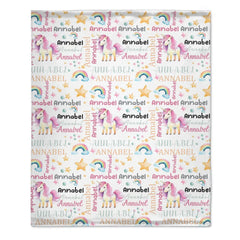 Free shipping✈️Unicorn Pattern Name Custom Blanket For Boys Girls Babies