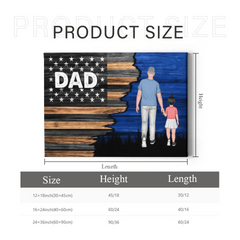 Dad Grandpa Walking With Kids, Personalized Half Nation Flag Horizontal Canvas Wall Art