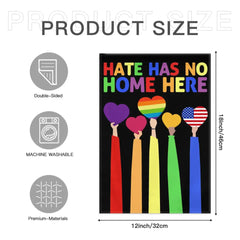 LGBT Gay Pride Garden Rainbow Flag - Double Sided Flag - Hate Has No Home Here