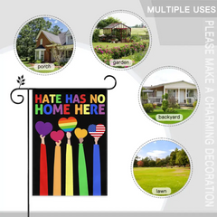 LGBT Gay Pride Garden Rainbow Flag - Double Sided Flag - Hate Has No Home Here