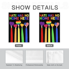 LGBT Gay Pride Garden Rainbow Flag - Double Sided Flag - Hate Has No Home Here