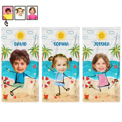 Custom Photo Playful Kids On The Beach Summer Vacation- Personalized Beach Towel