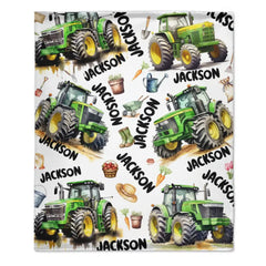 Free shipping✈️Name Customized Boys Girls Kids Tractor Truck Blanket, Gifts for Kids