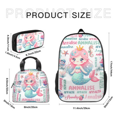 Customized Mermaid Backpacks with Names for Boys and Girls School Season Gifts