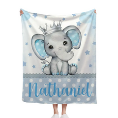 Free shipping✈️Personalized Sitting Elephant Animal Name Blanket, Gift For Kids