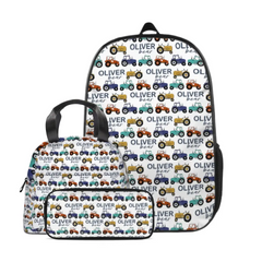 Cartoon Small Tractor Personalized Kids Backpack School Season Gift