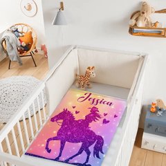 Free shipping✈️Custom Pink Horse Blanket Gifts with Name