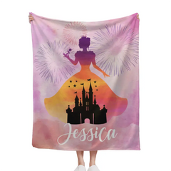 Free shipping✈️Personalized Princess Blanket for Girls - Pink Room Decor