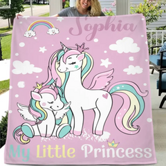 Free shipping✈️Personalized Blanket with Unicorn Pattern for Kids - My Little Princess