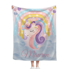 Free shipping✈️Personalized Baby Name Blanket With Rainbow Unicorn - Gift For Granddaughter