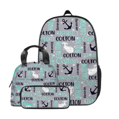 Personalized Custom Backpacks - Anchors Away Nautical Whale Kids' School Season Gifts