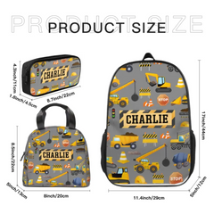 Personalized Builder Backpacks, Start of School Gifts for Boys, Custom Truck Name Backpacks