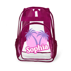 Coconut Tree Name Custom Clear Backpack - School Season Gifts