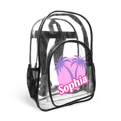 Coconut Tree Name Custom Clear Backpack - School Season Gifts