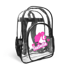 Pink Girl Silhouette Name Custom Clear Backpack - School Season Gifts