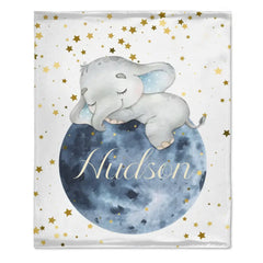 Free Shipping✈️Sleeping Elephant Name Customized Kids Blanket Gift for Boys and Girls