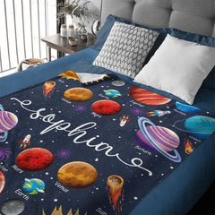 Free shipping✈️Custom Name Baby Blanket, Space Planets Galaxy Blanket