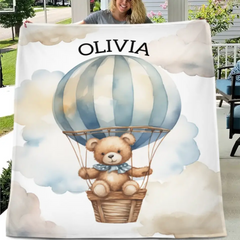 Free Shipping✈️Personalized Pilot Teddy Bear Name Custom Blanket, Baby Shower Favors, New Baby Gifts