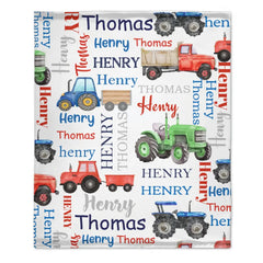 Free Shipping✈️Name Customized Farm Tractor Kids Blanket - New Baby Gift