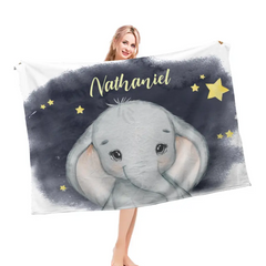 Free shipping✈️Personalized Animal Elephant Starry Night Sky Name Baby Blanket Gift