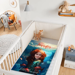 Free shipping✈️Custom Photo Name Little Mermaid Blanket, Personalized Gift for Daughter, Little Mermaid Birthday Surprise