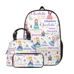 Personalized Custom Girls Name Backpack - with Princess Castle Magic Wand