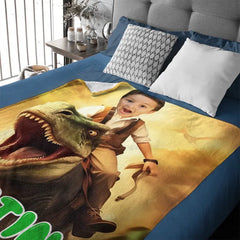 Free Shipping✈️Custom Blankets PersonalizedPaw Boy Ride Dinosaur Blankets