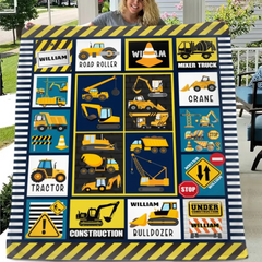 Free shipping✈️Construction Vehicle Truck Collection - Customized Children's Name Blanket