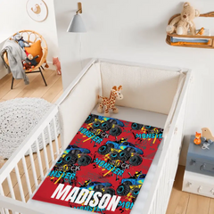 Free shipping✈️Monster Trucks Cars Motorcycles Collection - Customized Kids Name Blanket