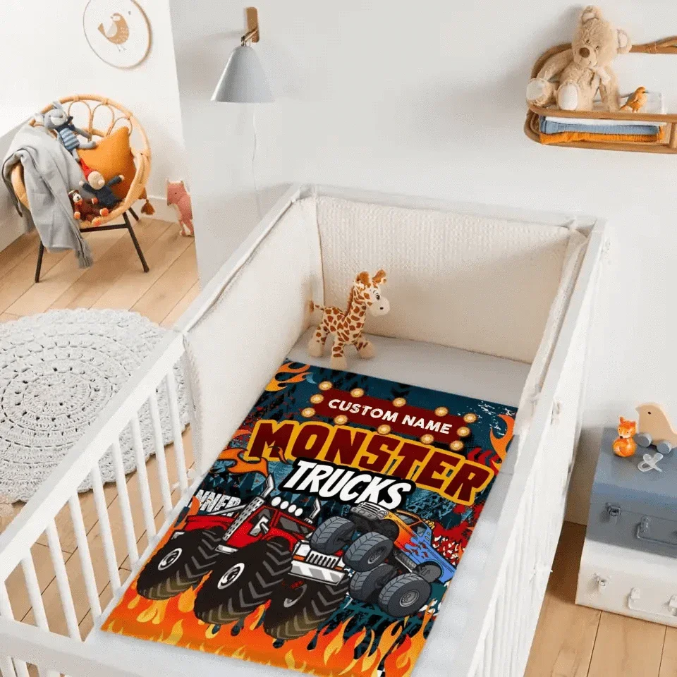 Monster Trucks Cars Motorcycles Collection - Customized Kids Name Blanket - Joliny