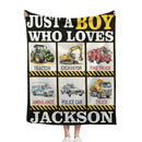Monster Trucks Cars Motorcycles Collection - Customized Kids Name Blanket - Joliny