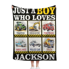 Free shipping✈️Monster Trucks Cars Motorcycles Collection - Customized Kids Name Blanket