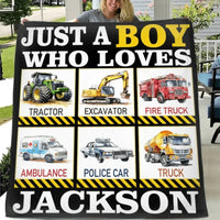 Monster Trucks Cars Motorcycles Collection - Customized Kids Name Blanket - Joliny