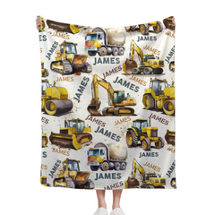 Free shipping✈️Construction Vehicle Truck Collection - Customized Children's Name Blanket