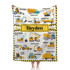 Free shipping✈️Construction Vehicle Truck Collection - Customized Children's Name Blanket