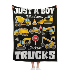 Free shipping✈️Construction Vehicle Truck Collection - Customized Children's Name Blanket