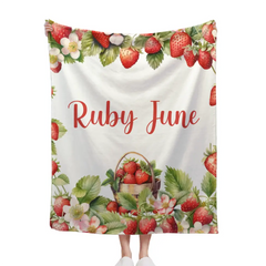 Free shipping✈️Strawberry Name Customized Blanket Gift for Girls