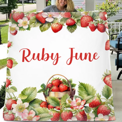 Free shipping✈️Strawberry Name Customized Blanket Gift for Girls